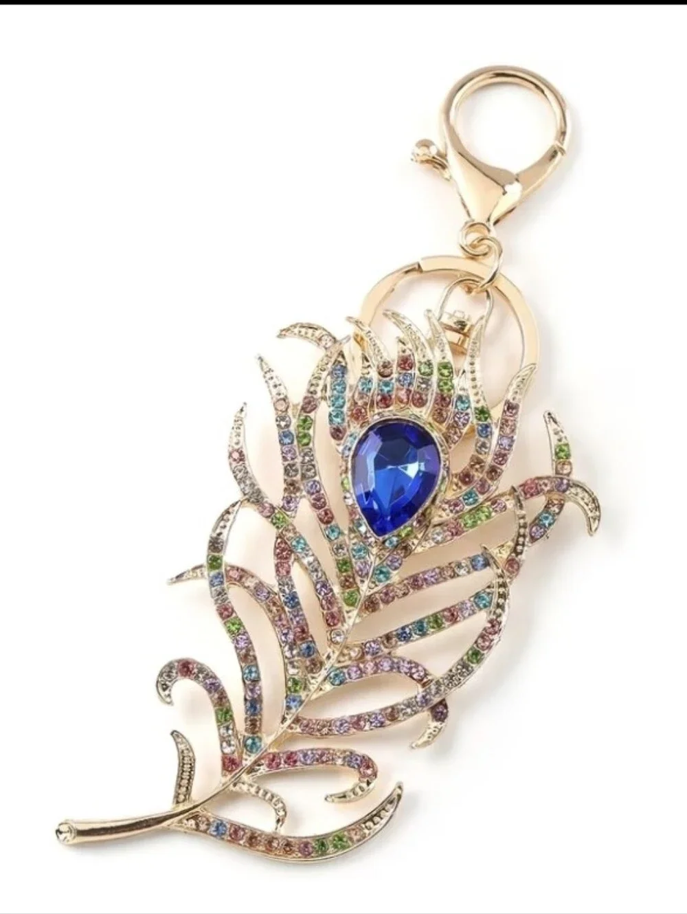 Beautiful Peacock Feather Bag Charm/ Keychain NEW